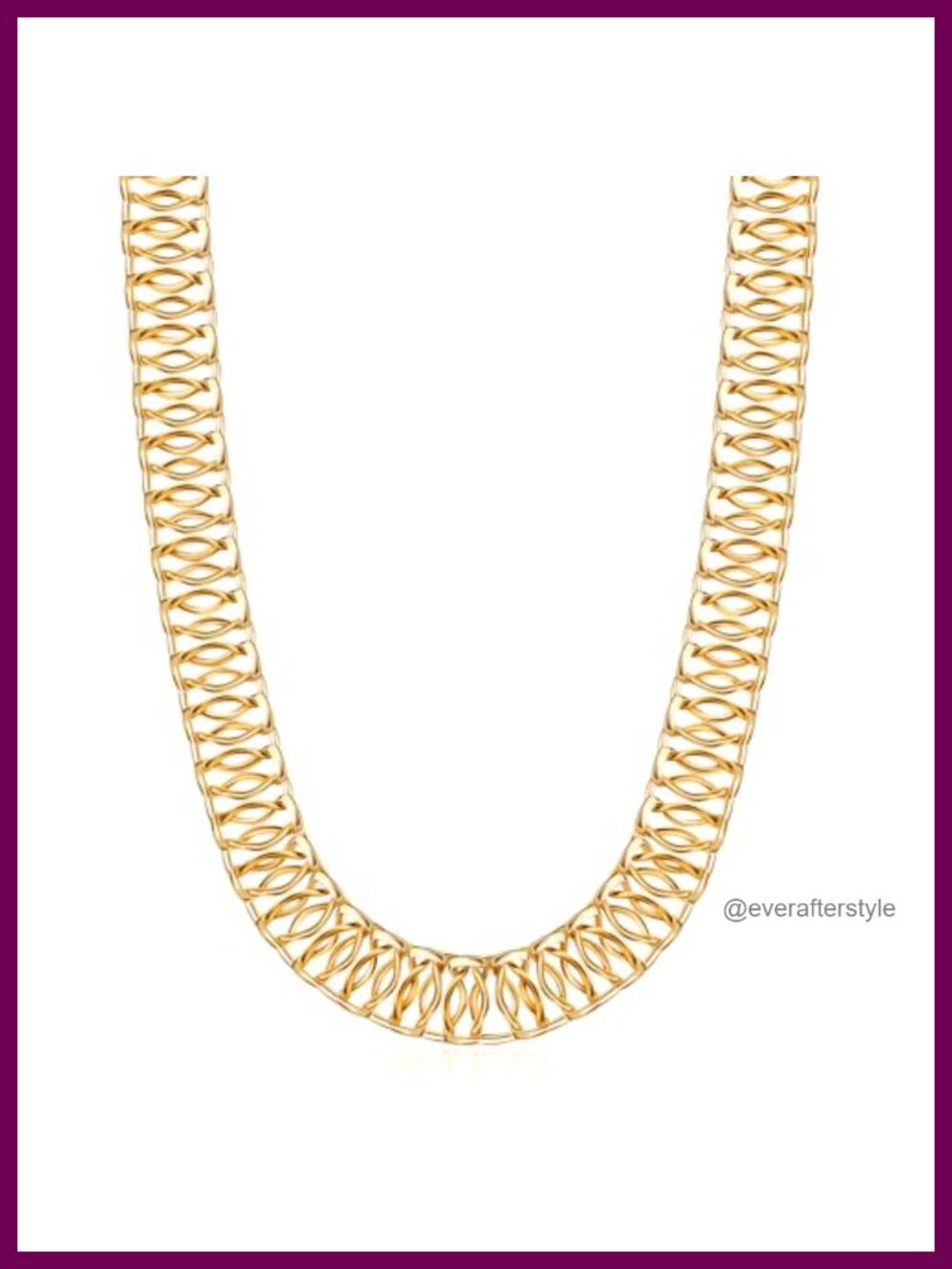 18K Gold Plated Mesh Necklace High Polish Waterproof Tarnish Free